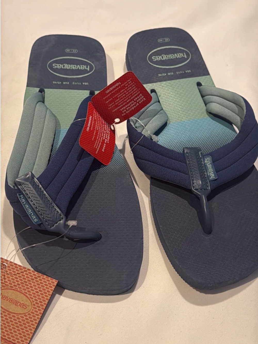 Havaianas Men’s Navy, Blue & Green Padded Flip-Flops Sandals 11-12M